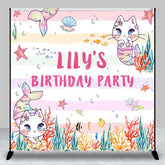 Aperturee - Aperturee Custom Photo Mermaid Cat Ocean Birthday Backdrop